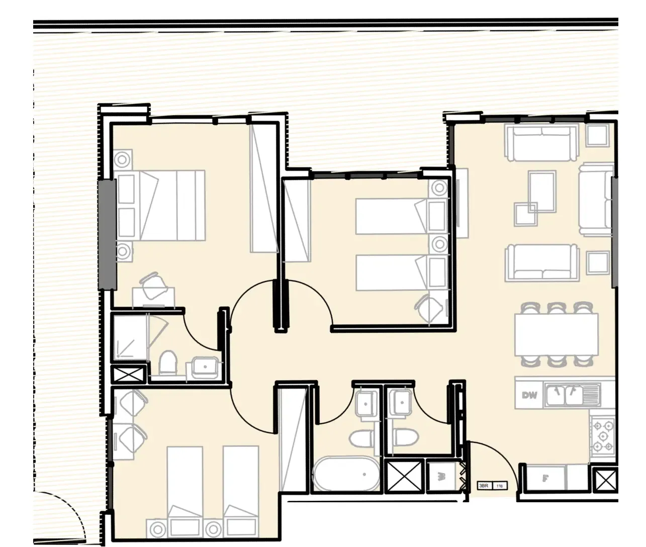 Verdana III 3 bed floor plan, 1,449 sqft