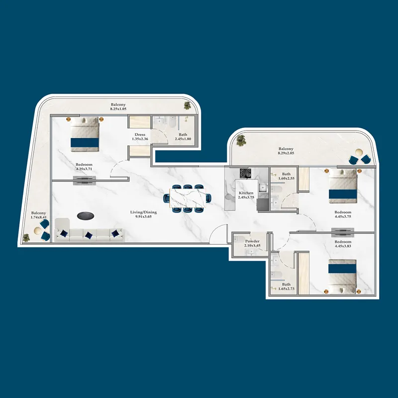Serenz 3 bed floor plan, 1,703 sqft