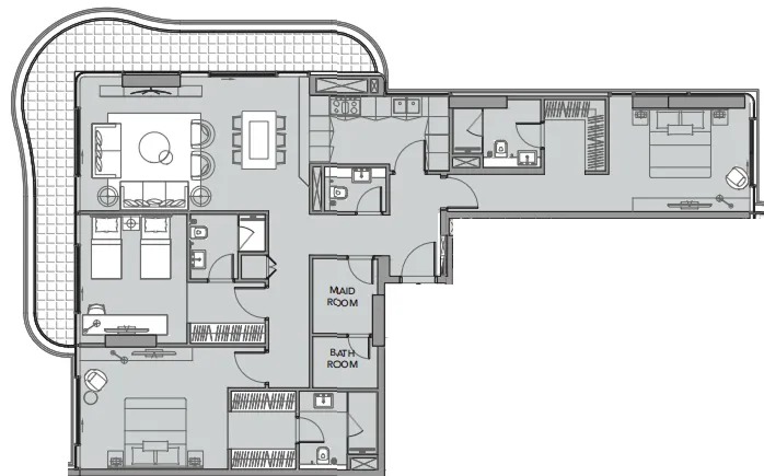 Beach Walk 4 3 bed floor plan, 1,791 sqft