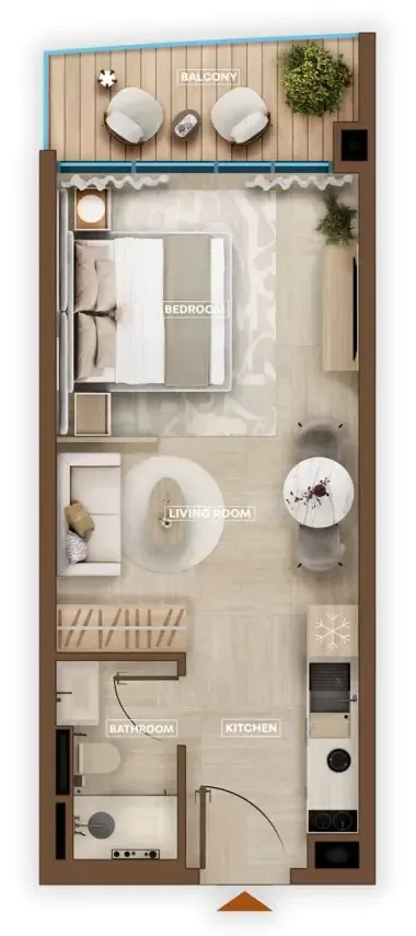 Sky Hills Astra Studio floor plan, 385 sqft