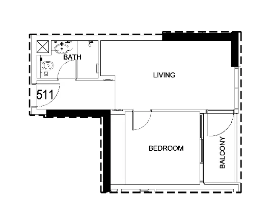 Damac Hills 2 - Hotel Edge by Rotana Studio floor plan, 371 sqft