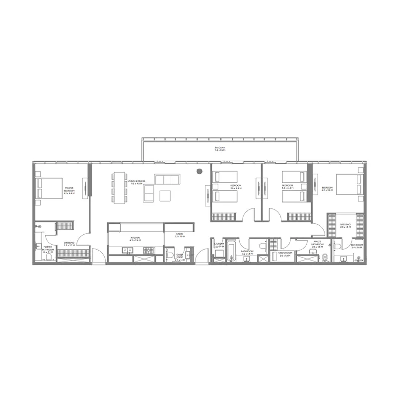The Gate 6 4 bed floor plan, 2,356 sqft