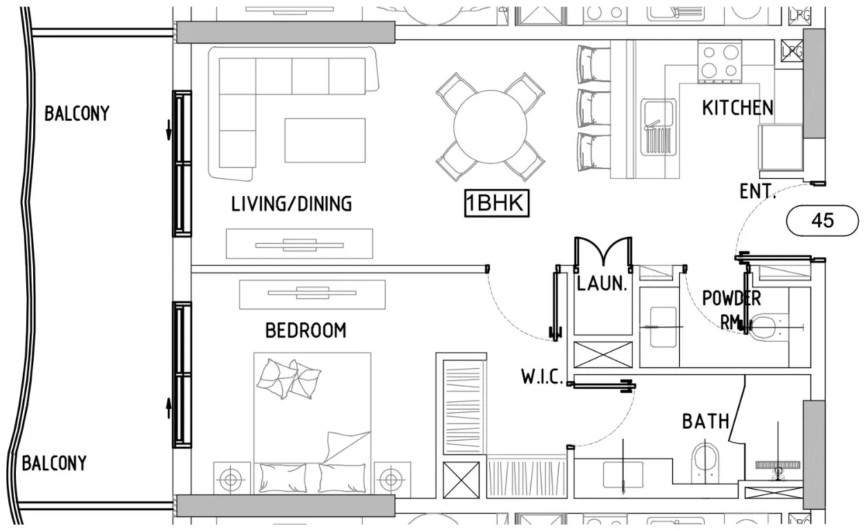 Damac Lagoons Views Phase 3 1 bed floor plan, 746 sqft