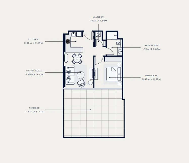 Azizi Venice 1 bed floor plan, 1,067 sqft