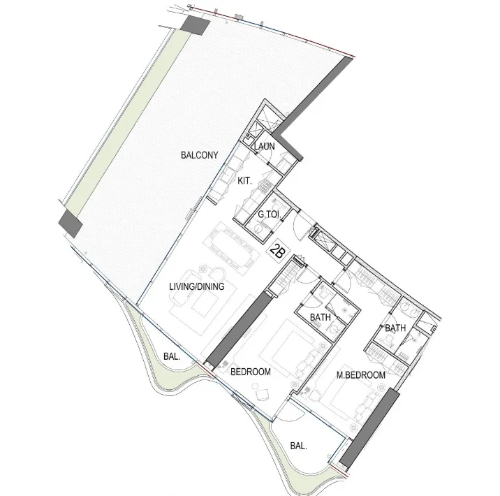 Safa One de Grisogono 2 bed floor plan, 2,466 sqft