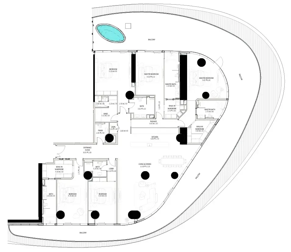 Bugatti Residences by Binghatti 5 bed floor plan, 7,496 sqft