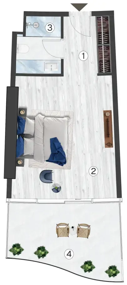 Radisson Blu Hotel & Residences Studio floor plan, 541 sqft