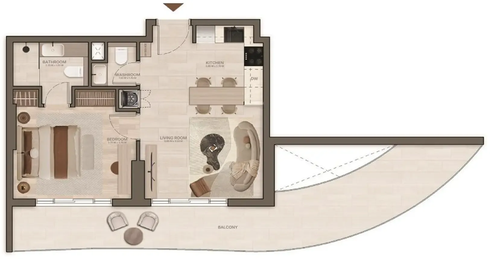 Stax 1 bed floor plan, 805 sqft