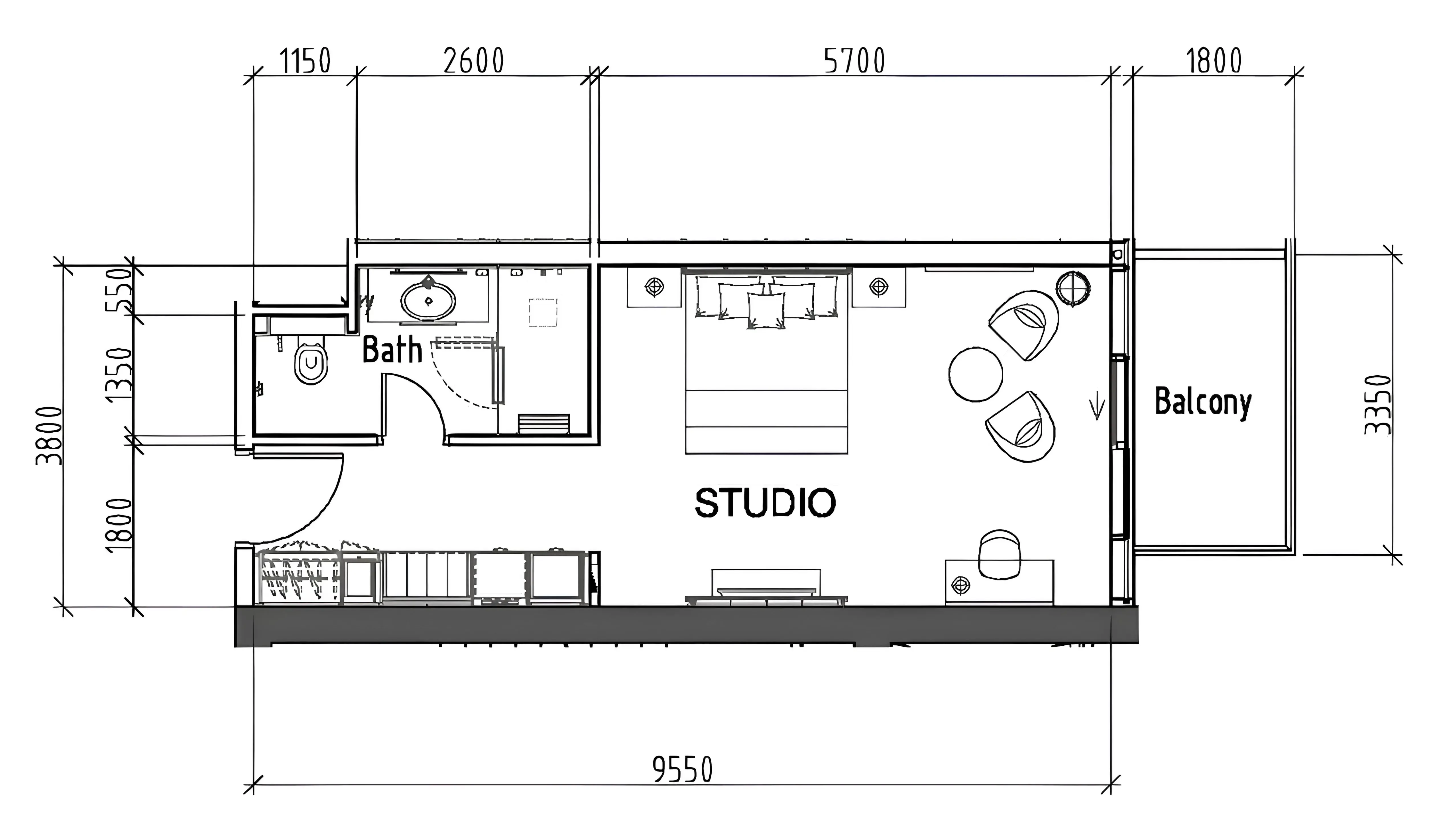Damac Hills - Artesia Studio floor plan, 492 sqft