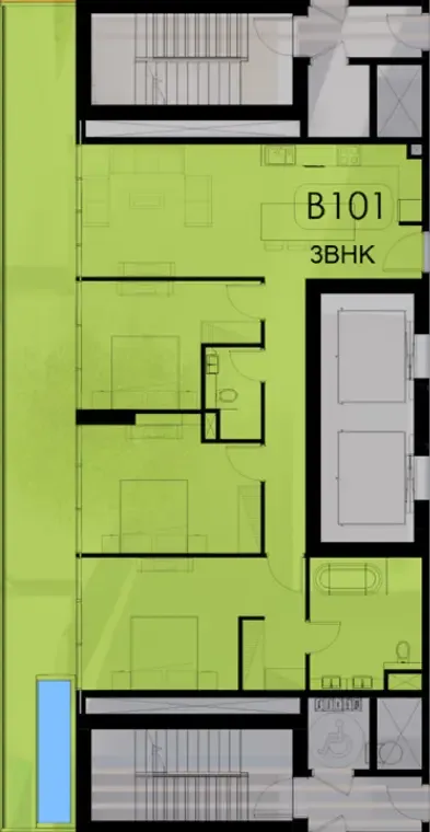 Ocean Pearl 1 and 2 3 bed floor plan, 1,749 sqft