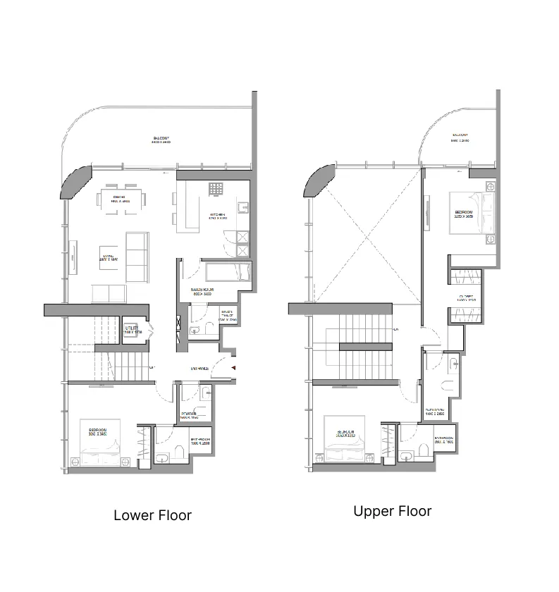 Sobha Aquamont 3 bed floor plan, 2,150 sqft