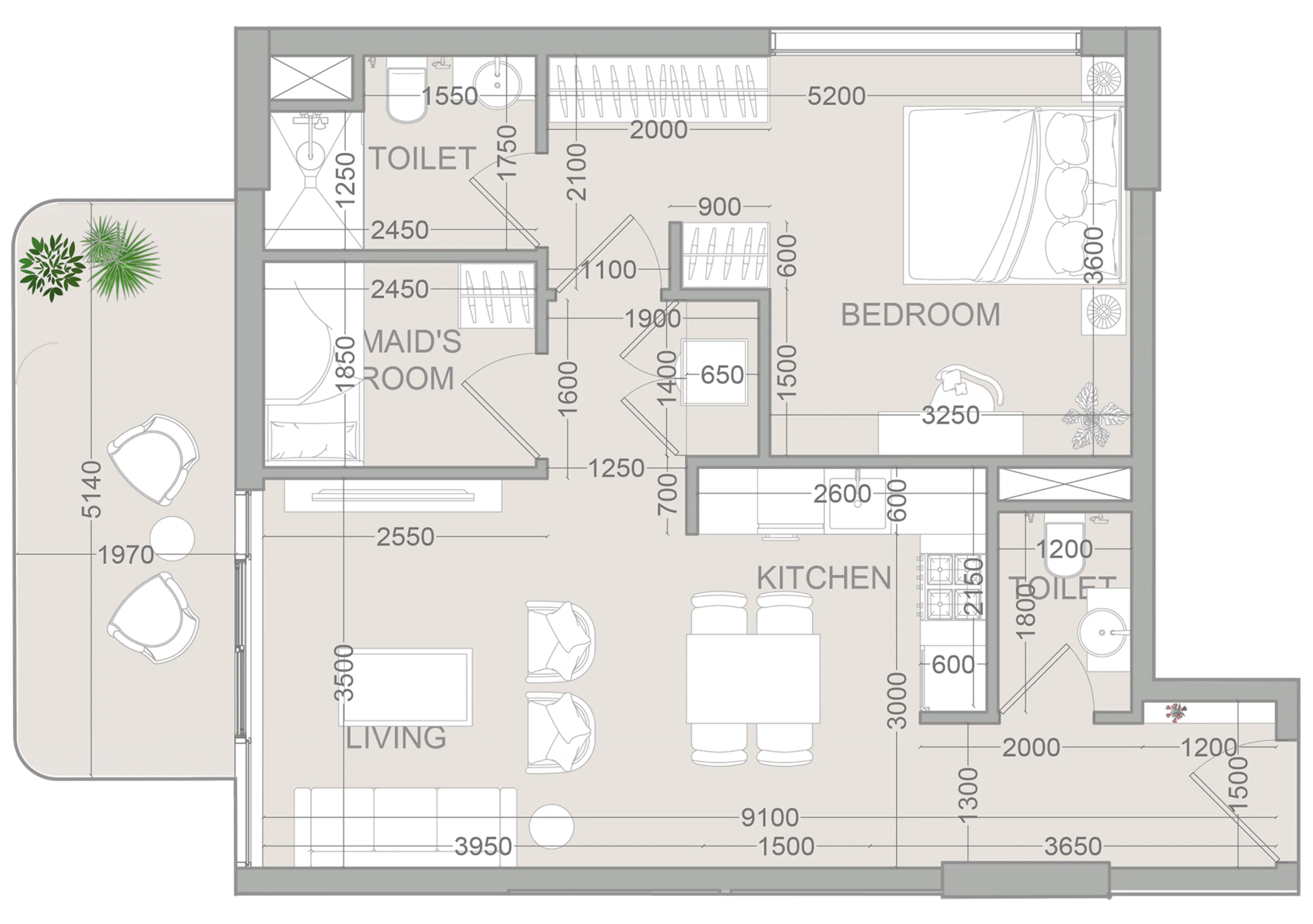 TETR1S Tower 1 bed floor plan, 803 sqft