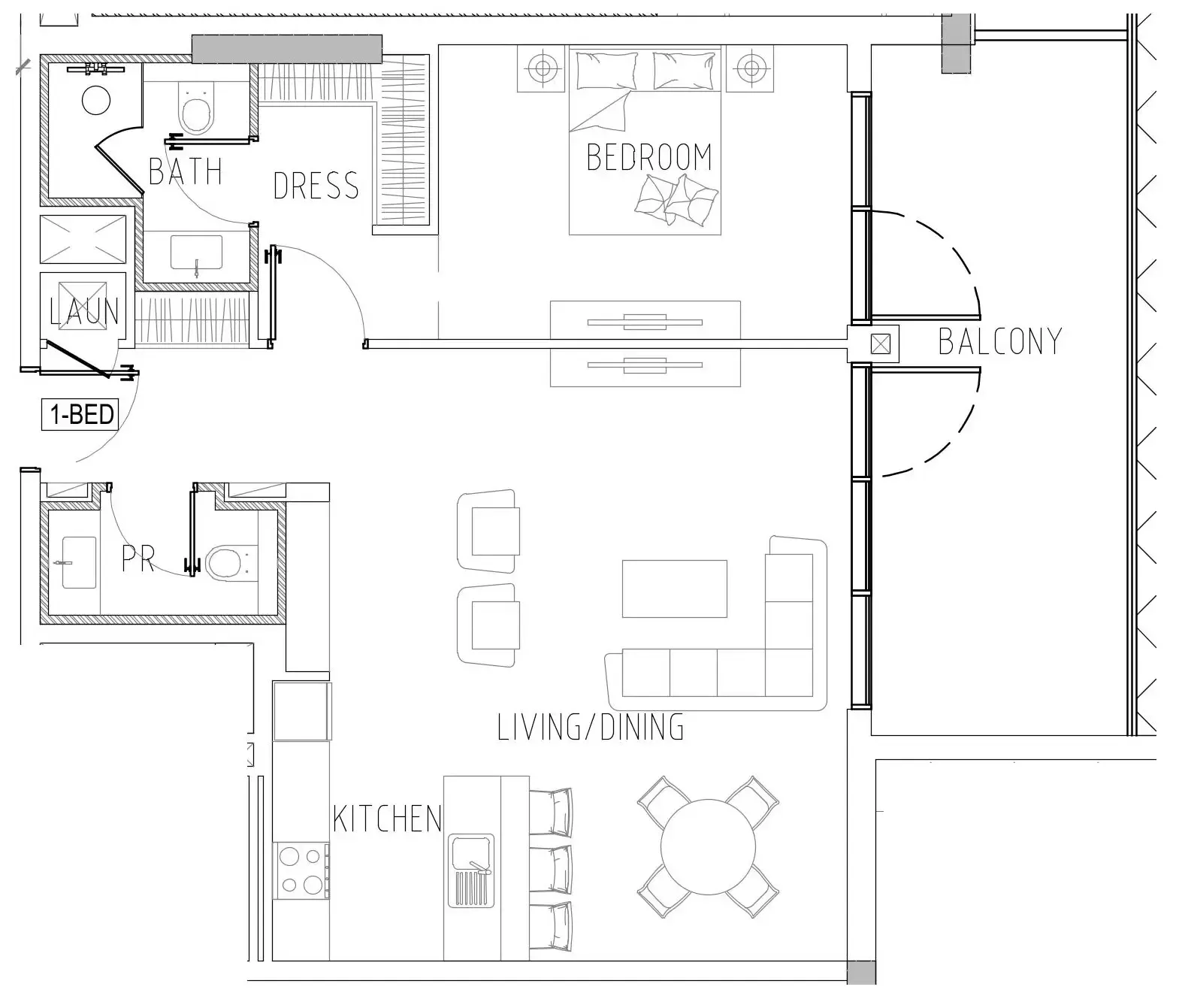 Damac Riverside Views 1 bed floor plan, 1,060 sqft