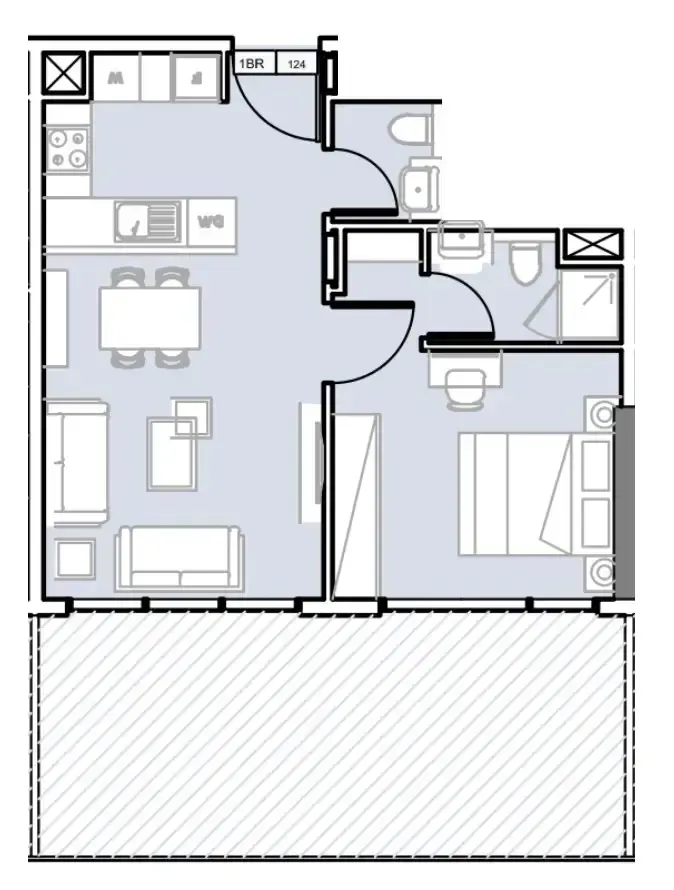 Verdana III 1 bed floor plan, 737 sqft