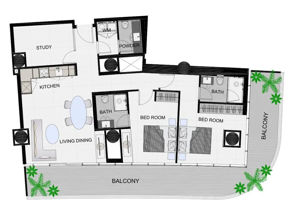 The Community Sports Arena 2 bed floor plan, 1,527 sqft