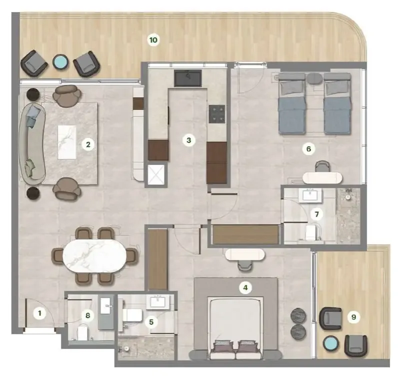 Parkgreen Residences 2 bed floor plan, 1,184 sqft