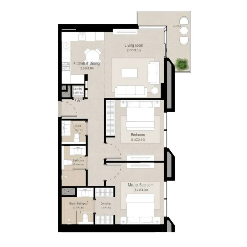 Alton 2 bed floor plan, 1,073 – 1,346 sqft