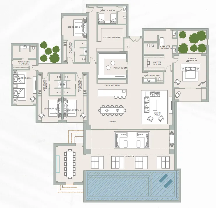 The Ritz Carlton Al Wadi Desert Resort 5 bed floor plan, 7,014 sqft