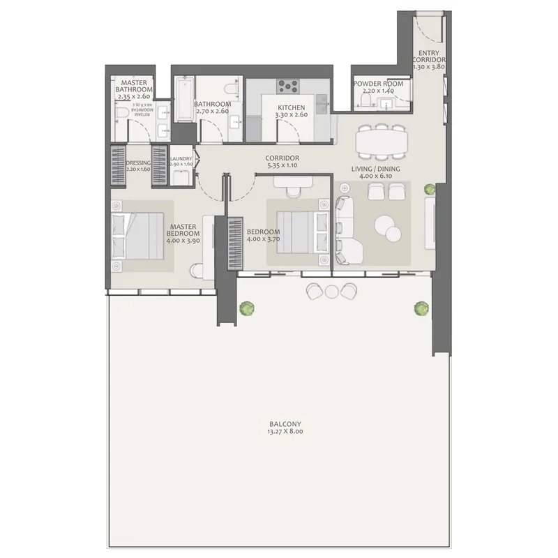 Avenue Park Towers 2 at Wasl 1 2 bed floor plan, 2,389 sqft
