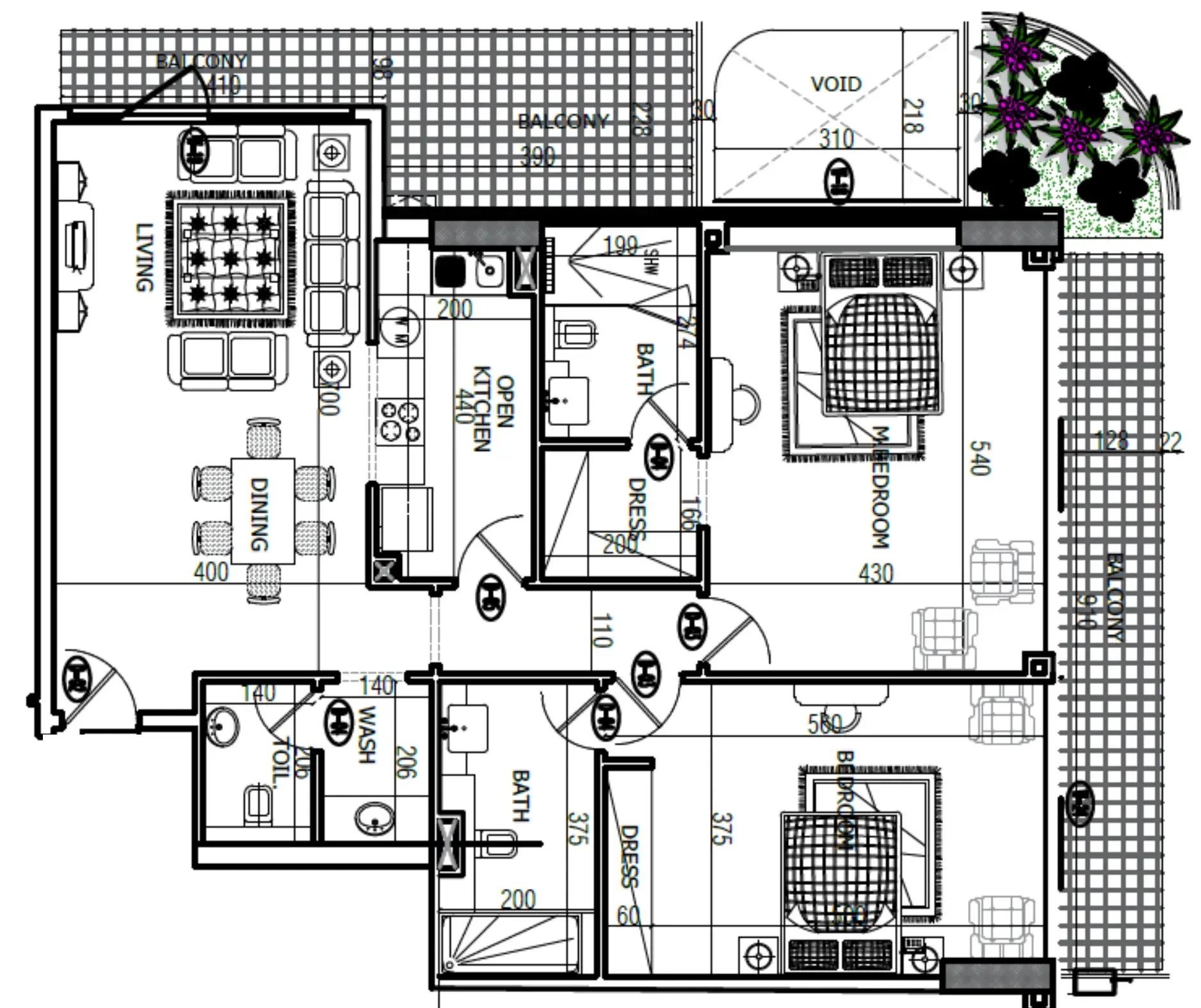 Mackerel Tower 2 bed floor plan, 1,583 sqft