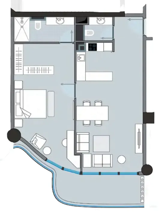NEXT Coral 1 bed floor plan, 946 sqft