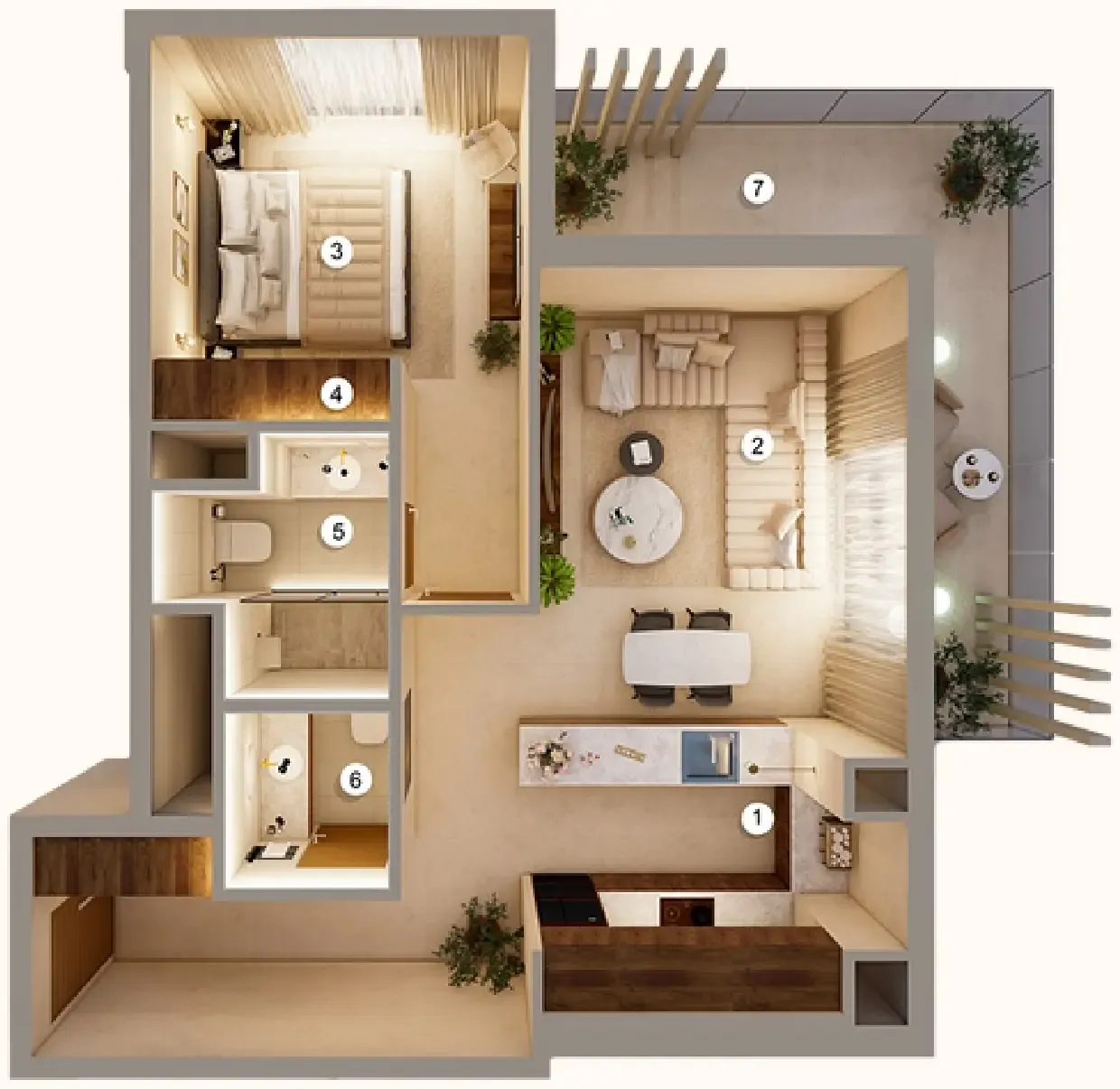 Q Gardens Aliya 1 bed floor plan, 947 sqft