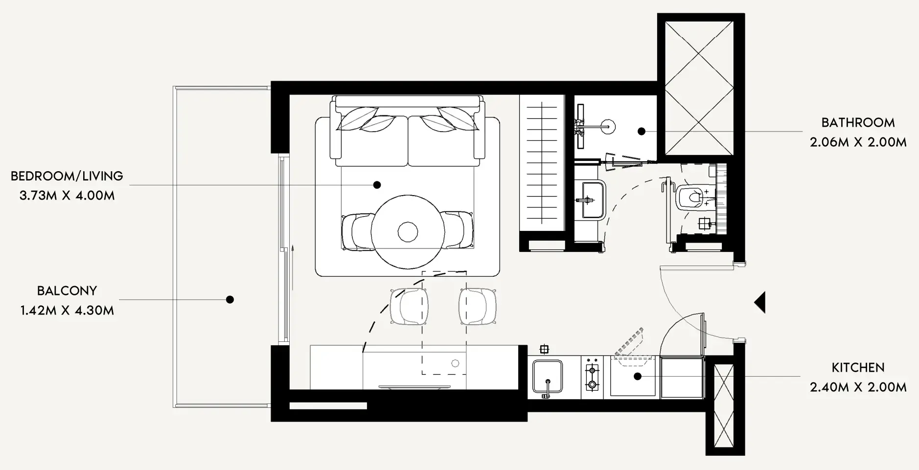 Azizi Leily Studio floor plan, 340 sqft