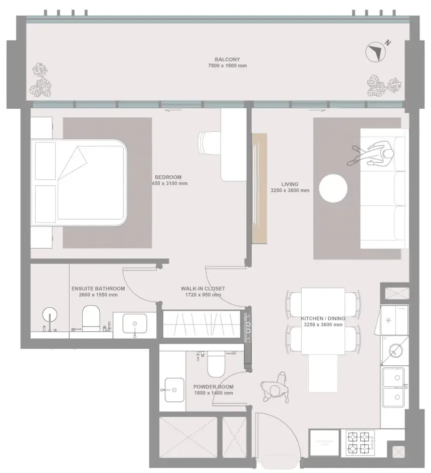 Linea by Holm 1 bed floor plan, 645 – 1,022 sqft