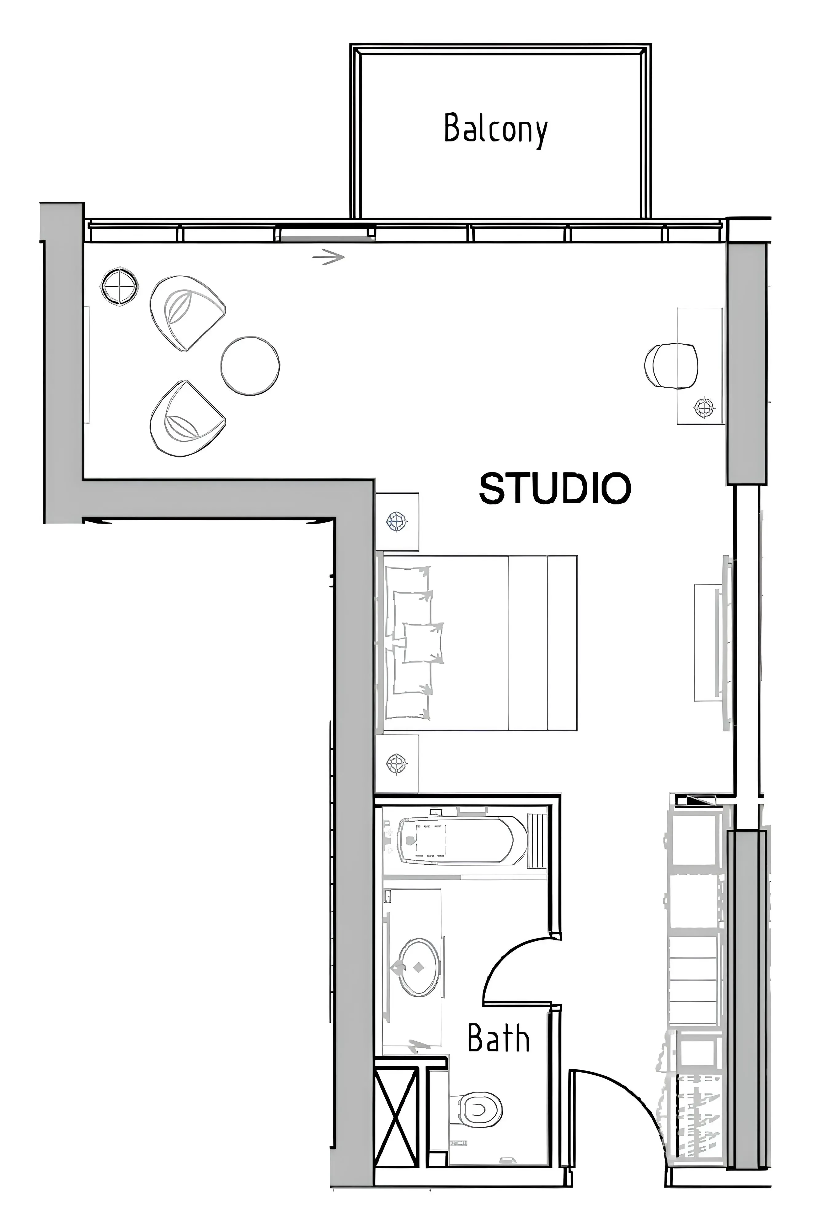Damac Hills - Artesia Studio floor plan, 567 sqft
