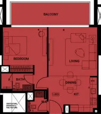 Binghatti Ruby 1 bed floor plan, 784 sqft