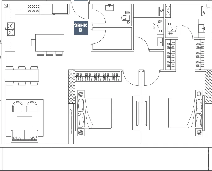 Golf Place 2 bed floor plan, 1,296 sqft