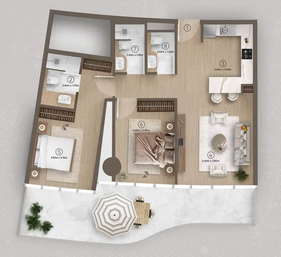 Azure by Lapis 2 bed floor plan, 1,141 sqft