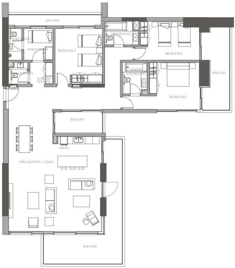 Creekside Residence 3 bed floor plan, 2,675 – 2,676 sqft