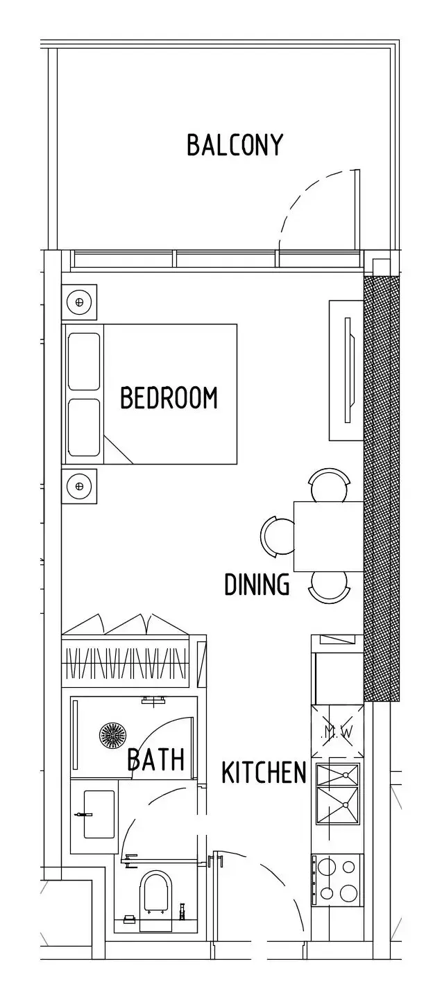 Damac District Studio floor plan, 413 sqft