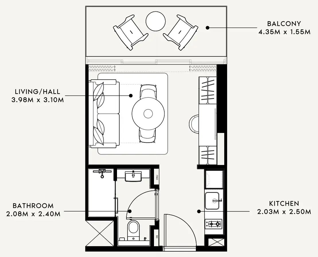 Azizi Milan Studio floor plan, 337 sqft