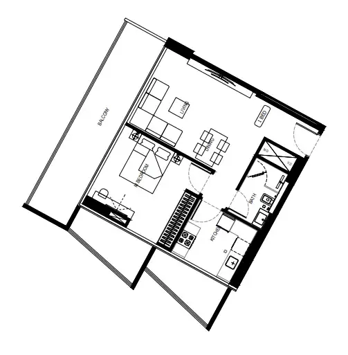 Binghatti HillCrest 1 bed floor plan, 992 sqft