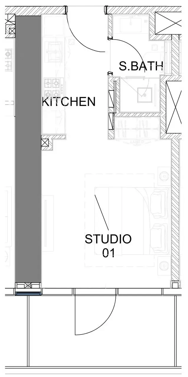 Damac Safa Gate Studio floor plan, 395 sqft