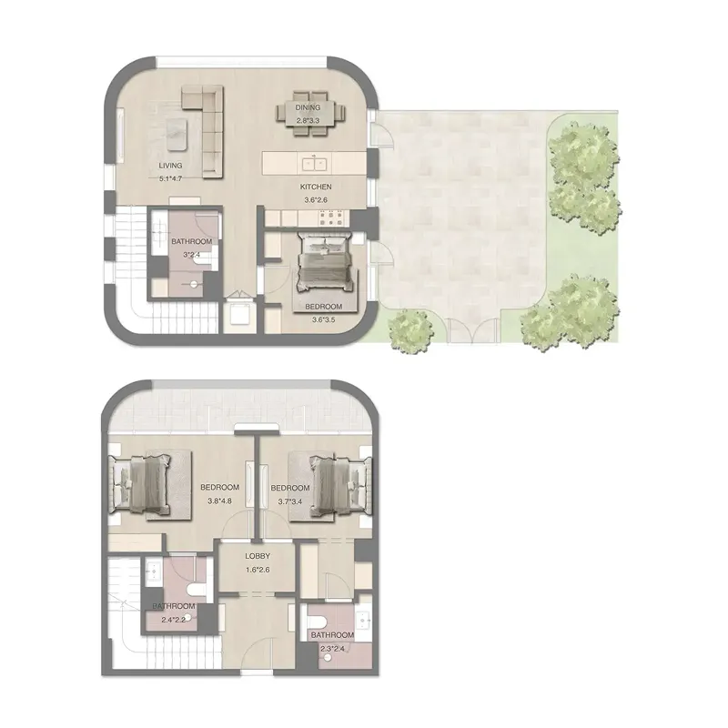 Mirasol Mina 3 bed floor plan, 2,267 sqft