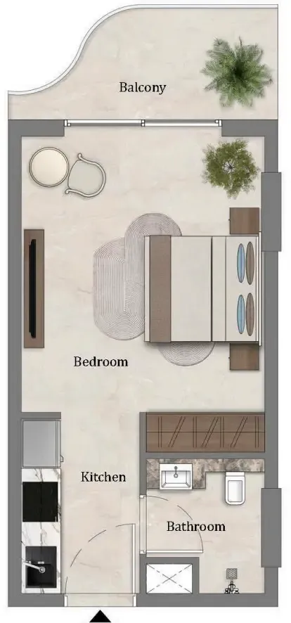 Mirari Lagoon by Zoya Studio floor plan, 359 sqft