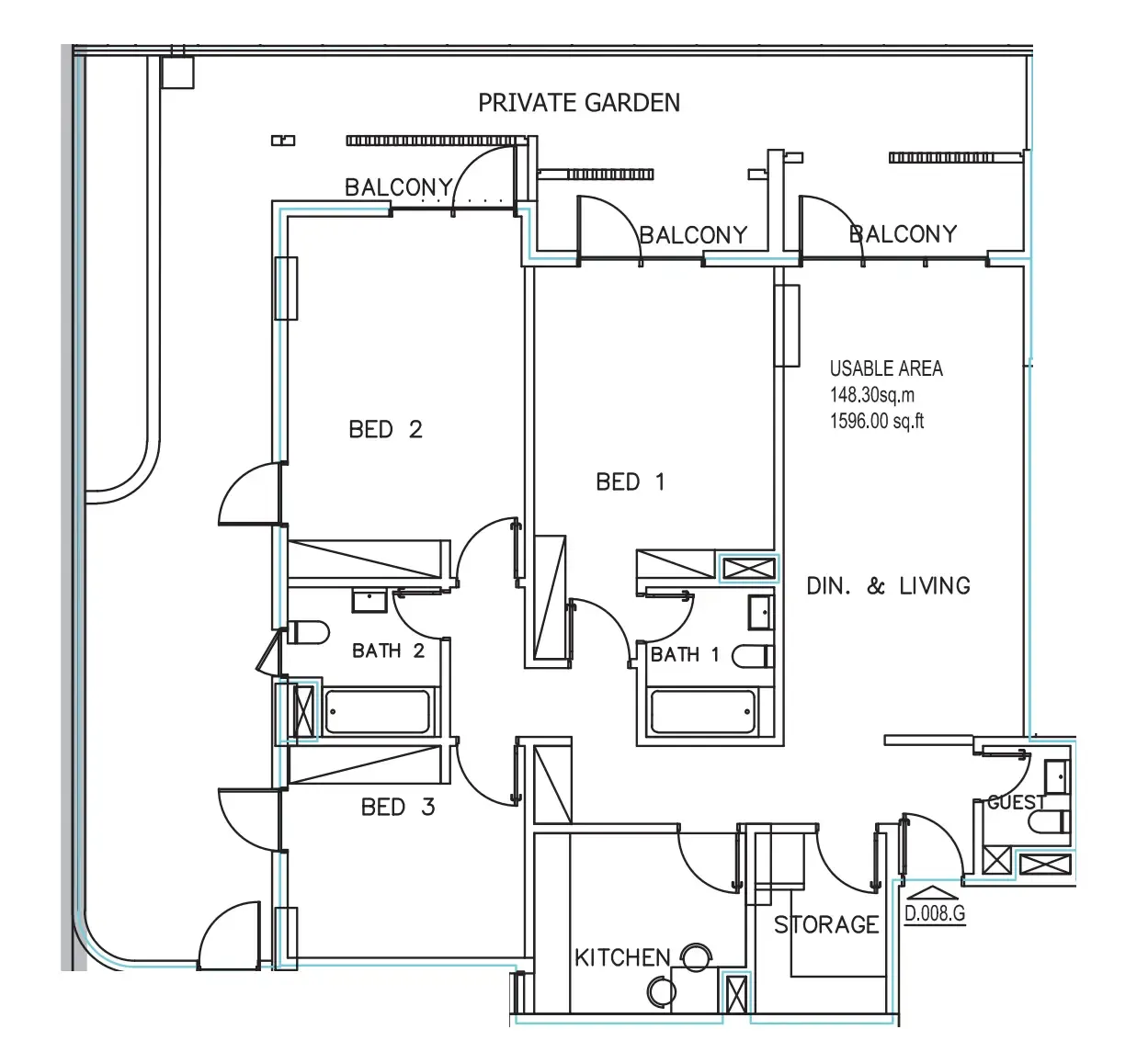 Janayen Avenue 3 bed floor plan, 2,440 sqft