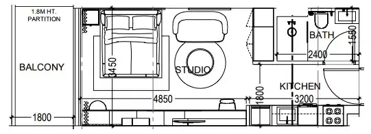 Al Haseen Residences 6 Studio floor plan, 393 sqft