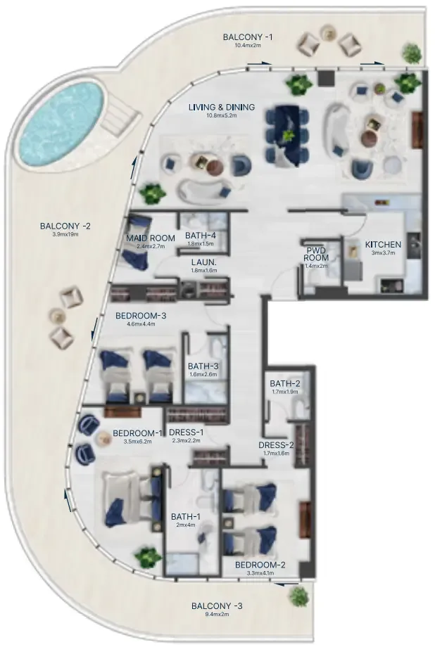 Acacia by BNW Developments 3 bed floor plan, 3,936 sqft