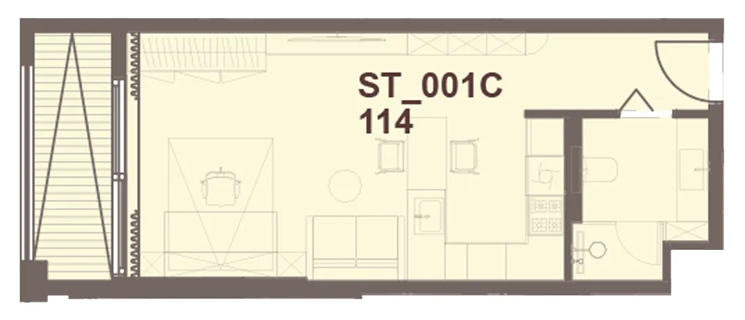 J-Haus Residence Studio floor plan, 446 sqft