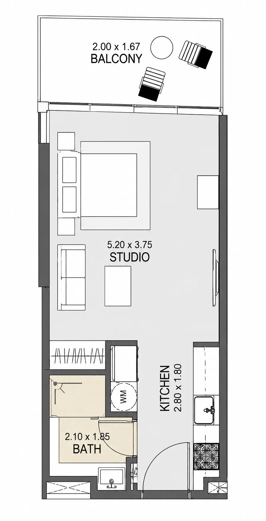 Val by Kasco Studio floor plan, 347 sqft