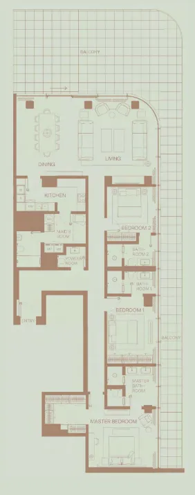 Eden House The Park 3 bed floor plan, 4,147 sqft