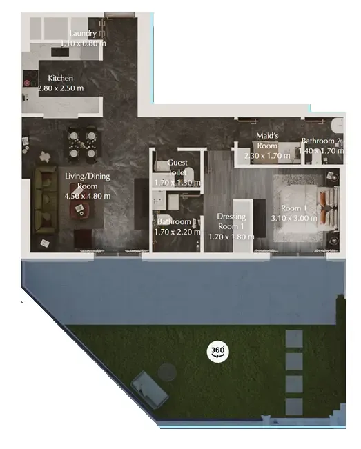 Bab Al Qasr Garden Residences 65 1 bed floor plan, 1,307 sqft