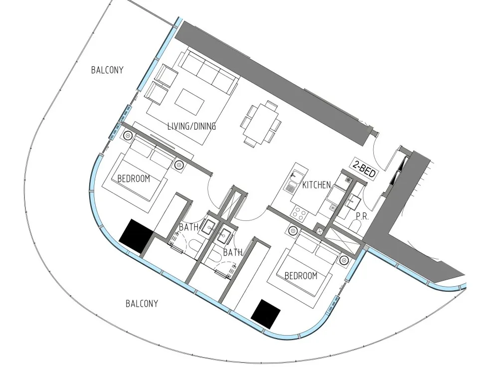 Damac Casa 2 bed floor plan, 1,856 sqft