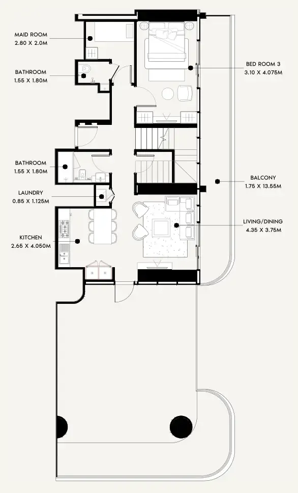 Azizi Milan 3 bed floor plan, 3,020 sqft