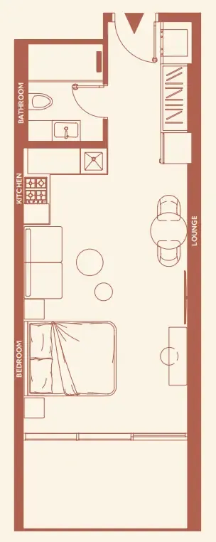 11 Hills Park Studio floor plan, 487 sqft