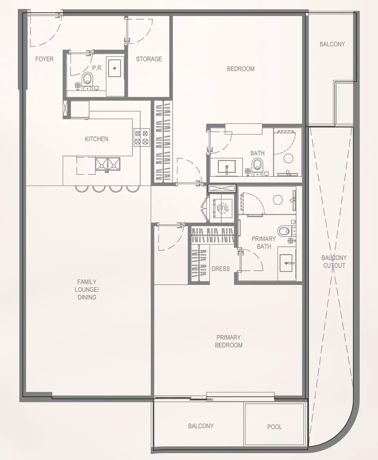 Bayview Boulevard 2 bed floor plan, 1,372 sqft